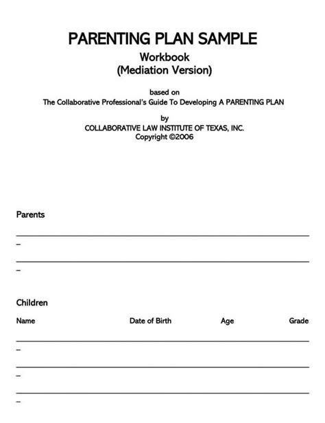 How To Make A Parenting Plan Guide And Sample Agreements