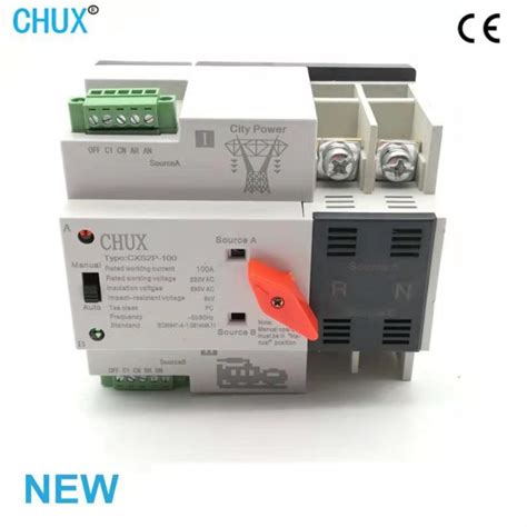 Mini Din Rail Type Dual Power Ats 2p 100a Automatic Transfer Switch