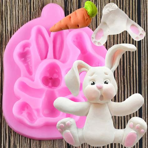3d Rabbit Easter Bunny Silicone Mould Fondant Cake Molds Cupcake Tools