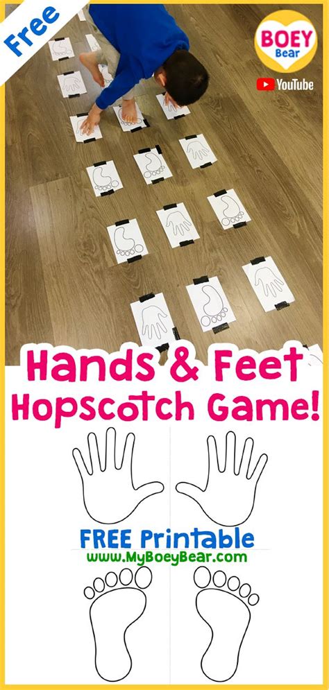 hands  feet hopscotch game  printable motor skills activities