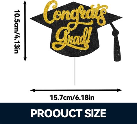 Buy Glitter Black Gold Graduation Hat Cake Topper Congrats Grad Cake