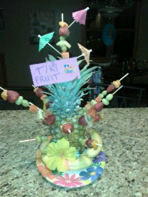 Tiki Tower Of Fruit I Made This For The Centerpiece For Our Hawaiian