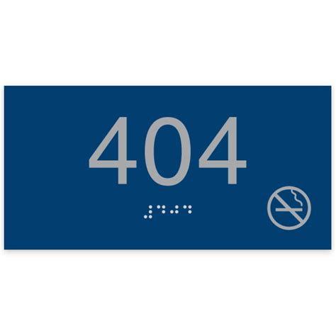 Classic 3 X 6 No Smoking Ada Braille Hotel Room Number Sign
