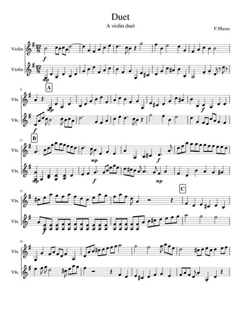 Duet Violin Sheet Music For Violin String Duet