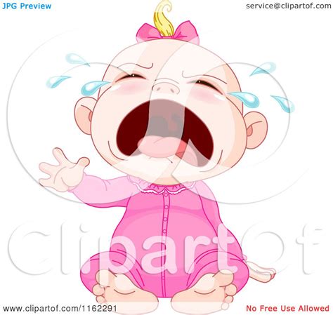 Cartoon Of A Crying Blond Caucasian Baby Girl Royalty Free Vector