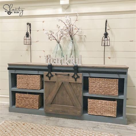 Click on the blue/gray link beside the number to be taken to the original tutorials. DIY Sliding Barn Door Console - Shanty 2 Chic