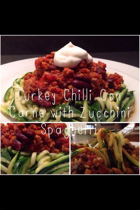 Turkey Chilli With Zucchini Pasta Pbg Turkey Chilli Healthy Recipes