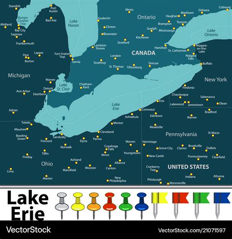 Map Of Lake Erie Royalty Free Vector Image Vectorstock