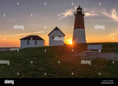 Famous Rhode Island Lighthouse At Sunset Stock Photo Alamy