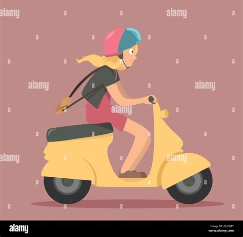 girl ride scooter stock vector image and art alamy