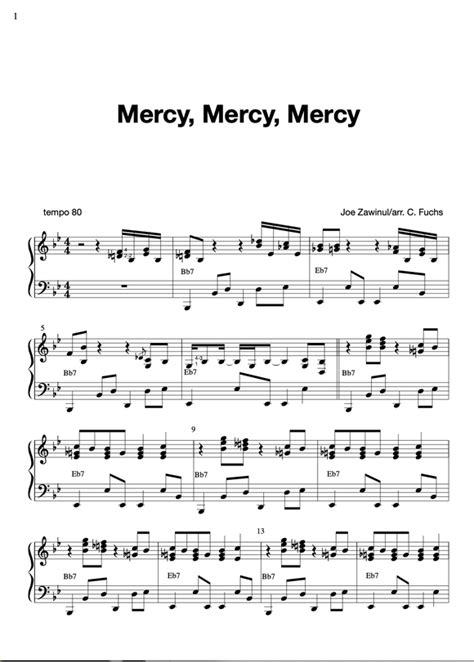 Mercy Mercy Mercy Christians Sheet Music