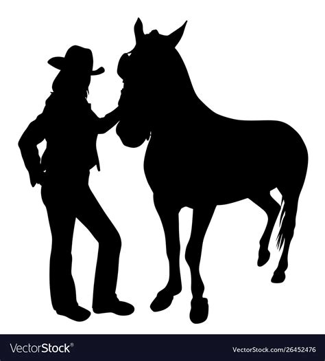 Cowgirl Standing With Horse Royalty Free Vector Image