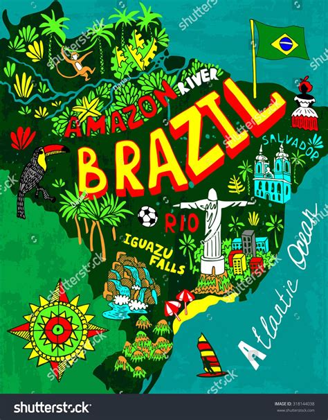 Brazil Map Brazil Travel Acrylic Prints Canvas Prints Art Prints