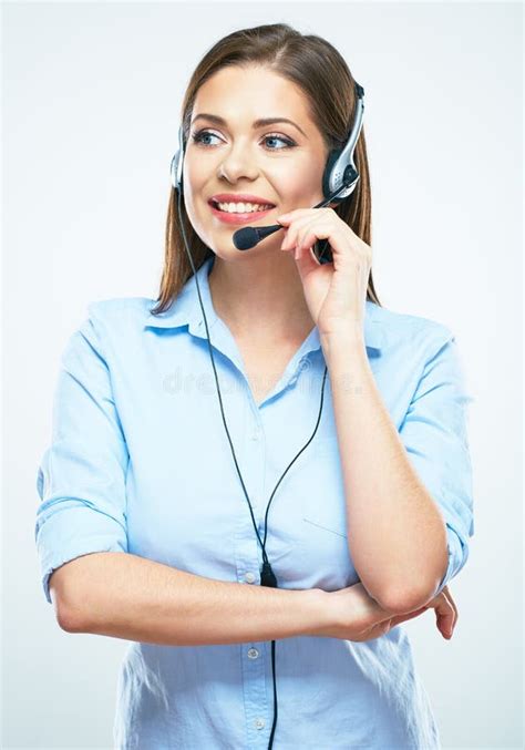 Call Center Female Worker Operator Woman Assistant Isolated Po Stock
