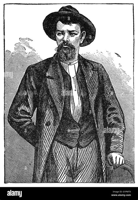 Jesse James 1847 1882 American Outlaw Wood Engraving C1882 Stock