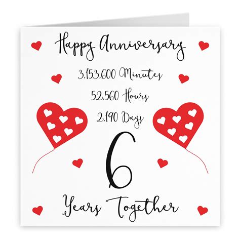 6th Wedding Anniversary Card 6 Years Together Happy Etsy Uk