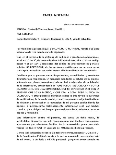 Carta Notarial Difamacion Justicia Crimen Y Justicia