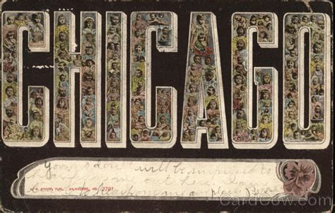 Chicago Illinois Faces In Letters Postcard