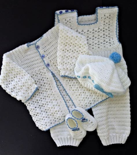 Baby Boy 9 12 Mo Christening Outfit Crochet Pattern With Etsy