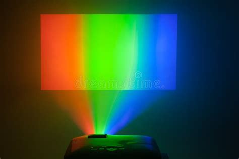 Projector In Action With Illuminated Rgb Screen Stock Photo Image Of