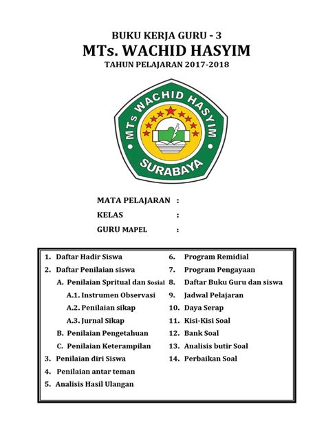Detail Format Buku Kerja Guru Koleksi Nomer 10