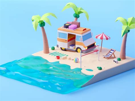 Beach Game Character Design Isometric Design D Beach Art