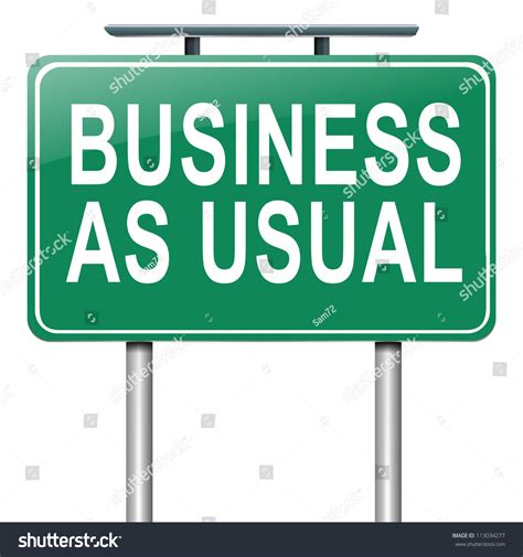 Illustration Depicting Roadsign Business Usual Concept Stock
