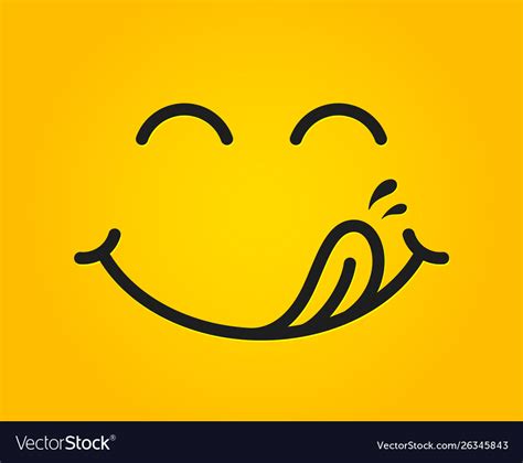 yummy smile emoticon with tongue lick mouth tasty vector image