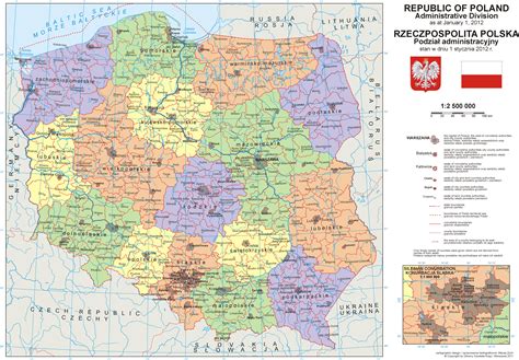 Add layers on the map. Large detailed political and administrative map of Poland ...