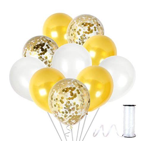 Metallic Gold And White Balloons Gold Confetti Balloon Garland For