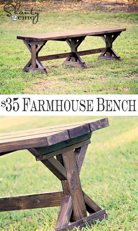 I used construction grade lumber for this rustic farm house style table and challenged myself to. DIY Bench - Farmhouse Style - Shanty 2 Chic