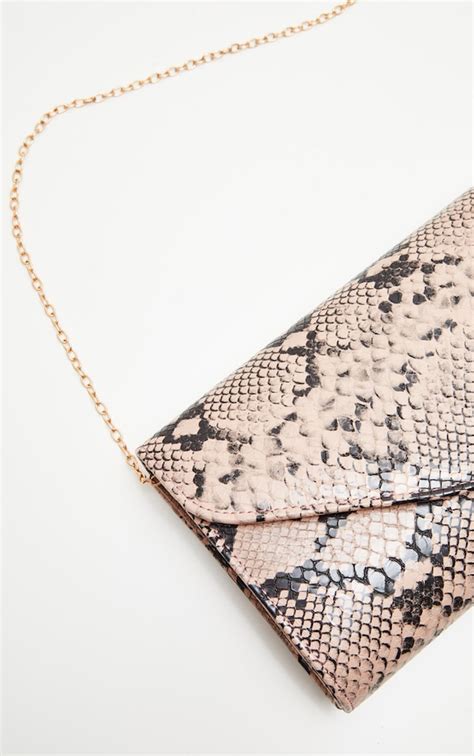 Snake Print Envelope Clutch Accessories Prettylittlething