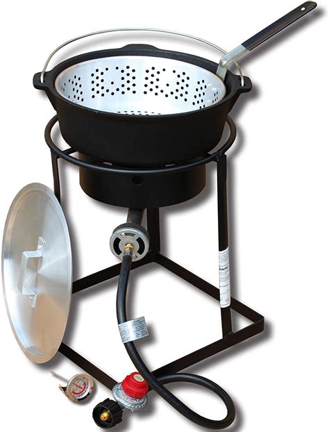 16 Welded Propane Outdoor Cooker Package With Cast Iron Pot Metal