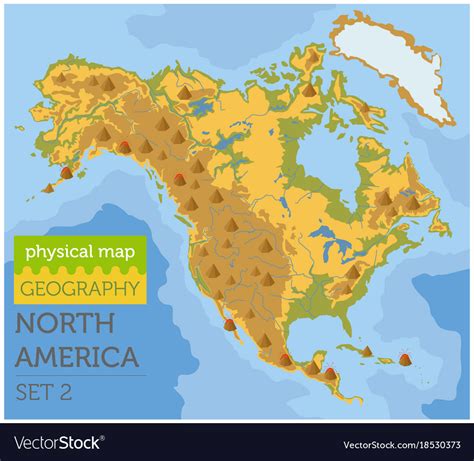 North America Physical Map Elements Build Your Vector Image