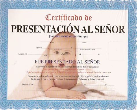 Certificado De Presentacion Al Senor Para Nino Iddpmi Presentacion