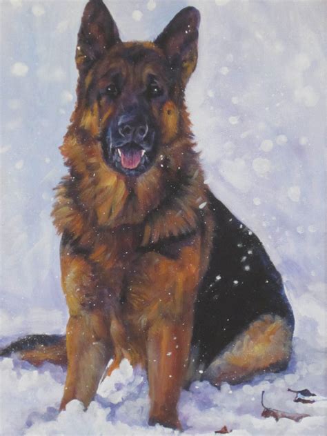 German Shepherd Dog Art Portrait Canvas Print Of La Shepard