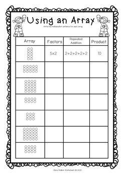 Arrays Worksheets - Grade Two Math Standard - First Multiplication