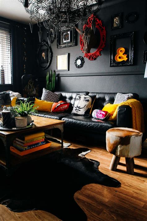 Your Gathered Home: A Rock & Roll Glam Flat in the UK - The Gathered Home | Black living room ...