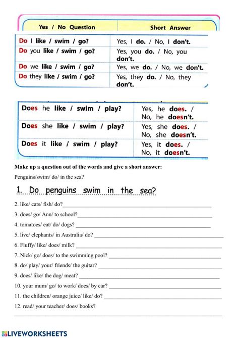Yes/no questions are questions that can be answered with a simple yes or no. when the sentence contains a modal (verbs such as can, will, may) or a form of the verb be or a. Present Simple yes-no questions - Interactive worksheet