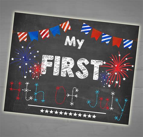 My First Fourth Of July Chalkboard Sign 4th Of July Photo