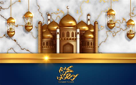 Golden Mosque Design For Month Of Ramadan Kareem 999422 Vector Art At