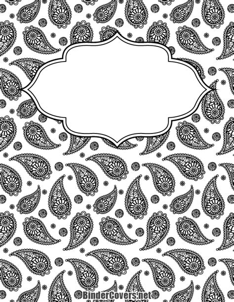 See more ideas about coloring pages, binder covers, binder covers printable. Printable Black and White Paisley Binder Cover