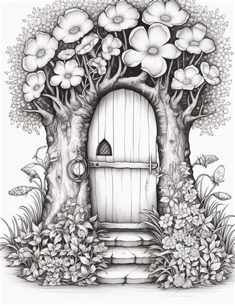Free Coloring Page Of Flowery Door Coloring Sheets In 2024 Coloring