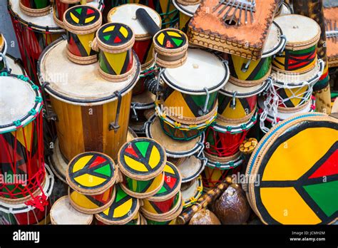 Afro Brazilian Drums And Musical Instruments Stacked Up In Historic