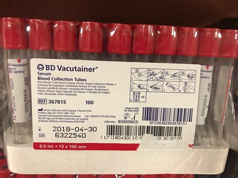 BD Vacutainer Plus Venous Blood Collection Tube Serum Tube Clot Activator X Mm ML Red