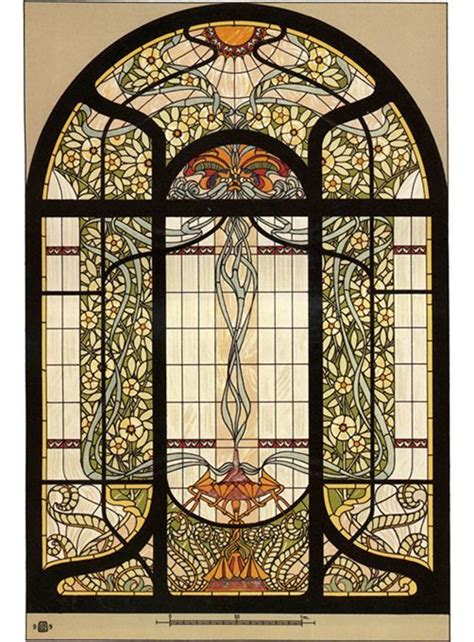 Masterpieces Of Art Nouveau Stained Glass Design 91 Motifs In Full Color Broken Glass Art Sea