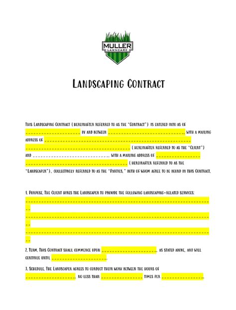 Agreement Landscaping Contract Ubicaciondepersonascdmxgobmx
