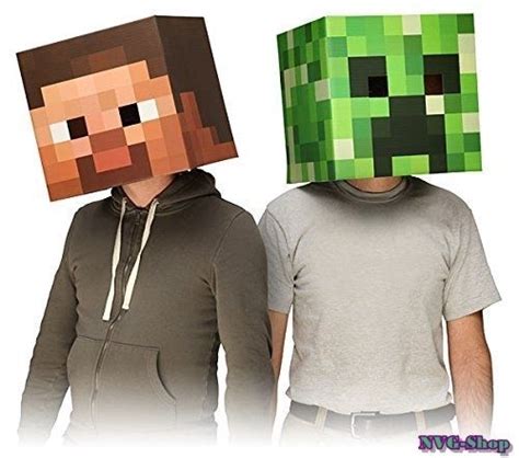 Minecraft Box Heads Mask Steve Creeper Cardboard Halloween Costume T