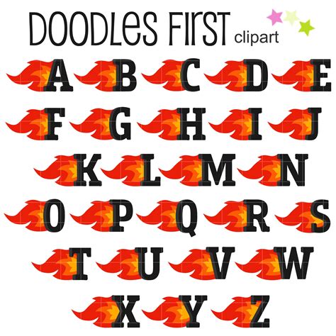 Flaming Letters Clip Art Set Daily Art Hub Graphics Alphabets