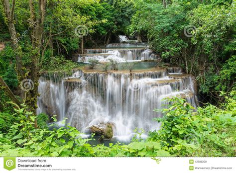 Beautiful Waterfall In Deep Forest Stock Photo Image